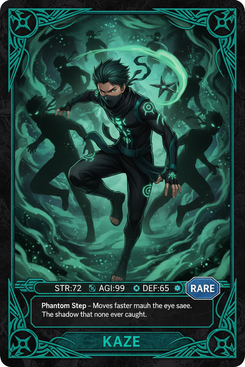 KAZE The Phantom Ninja Rare anime collectible card