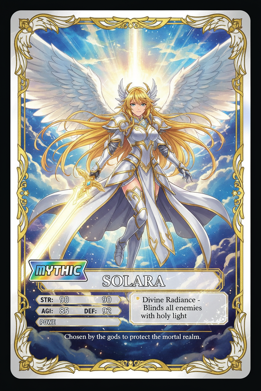 SOLARA The Divine Hero Mythic anime collectible card