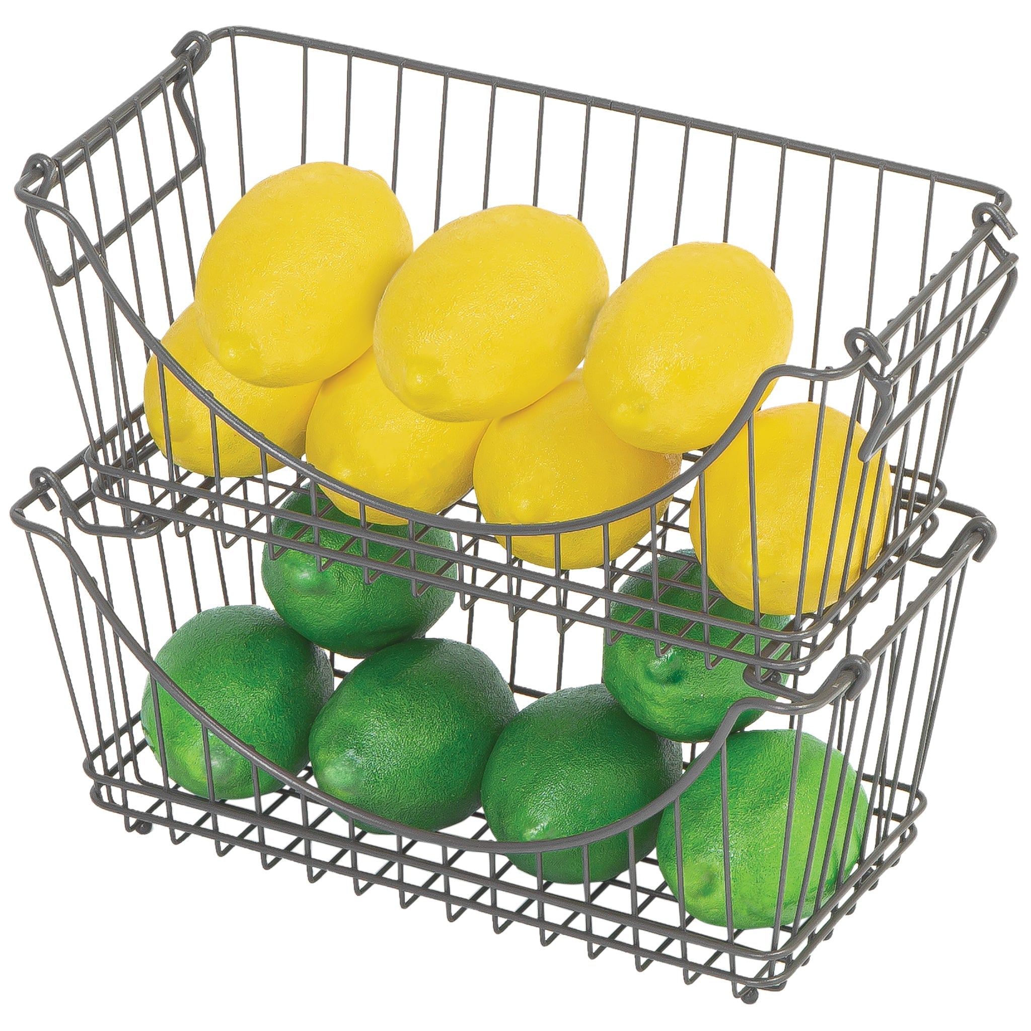 Medium Metal Wire Stacking Baskets with Handles