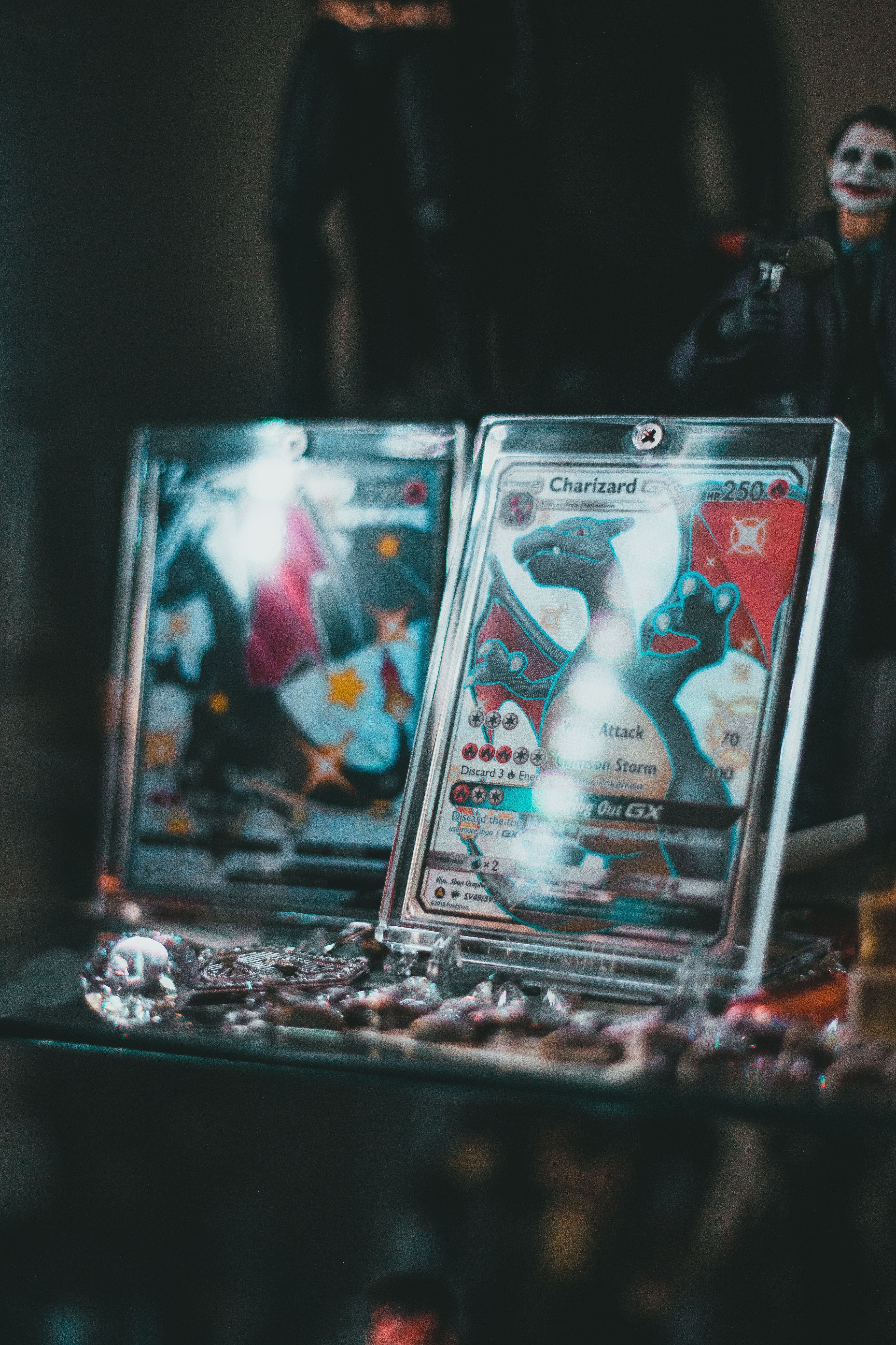 Charizard GX Pokémon card in acrylic protective display case