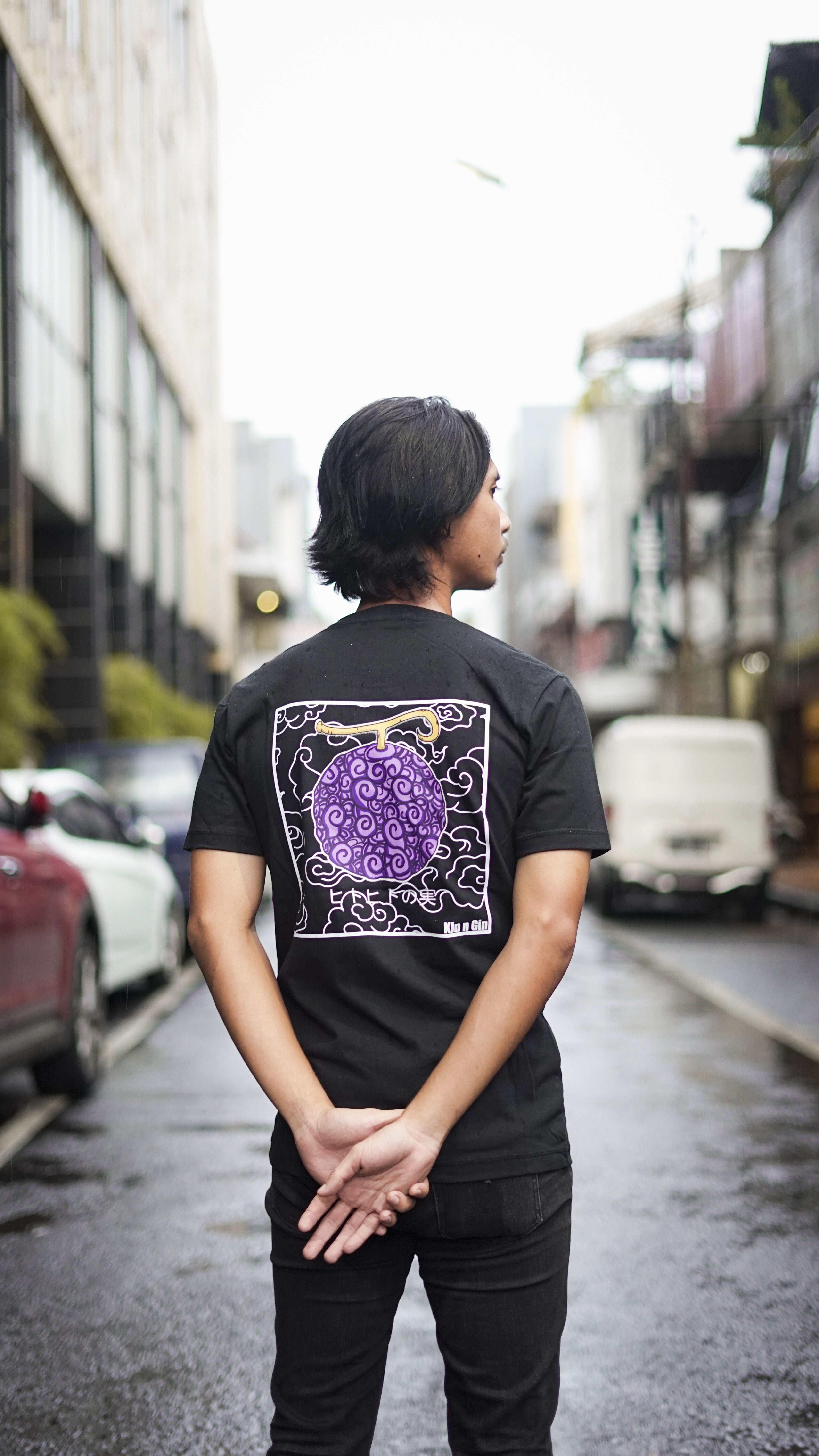 Ope Ope no Mi Devil Fruit black anime tee back view